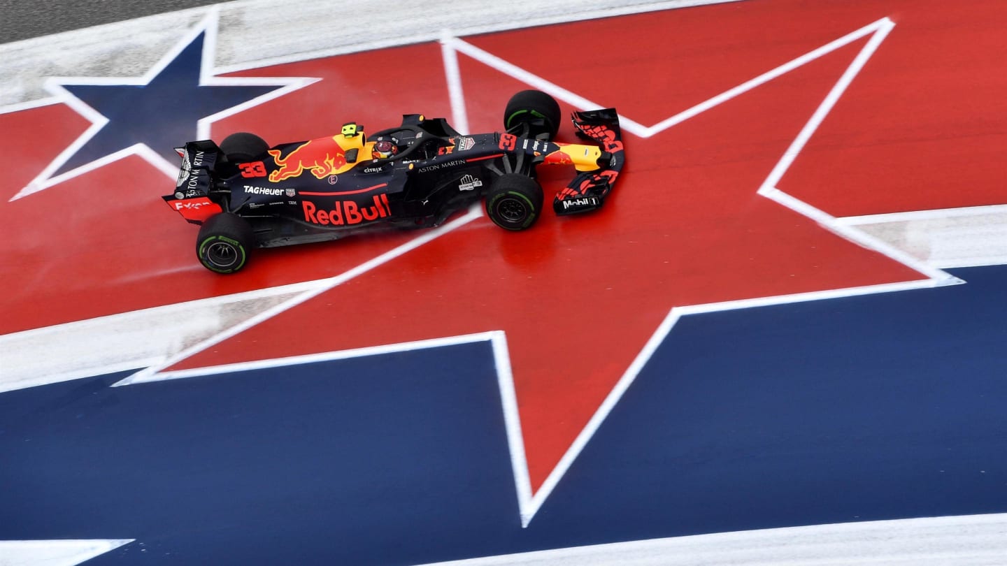 Max Verstappen, Red Bull Racing RB14 at Formula One World Championship, Rd18, United States Grand Prix, Practice, Circuit of the Americas, Austin, Texas, USA, Friday 19 October 2018.