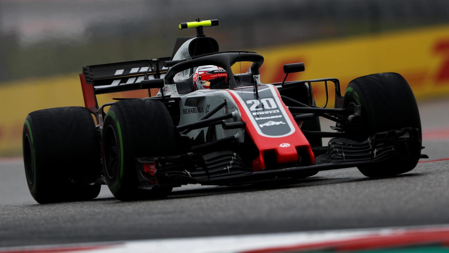 Kevin Magnussen, Haas F1 Team VF-18 at Formula One World Championship, Rd18, United States Grand Prix, Practice, Circuit of the Americas, Austin, Texas, USA, Friday 19 October 2018.
