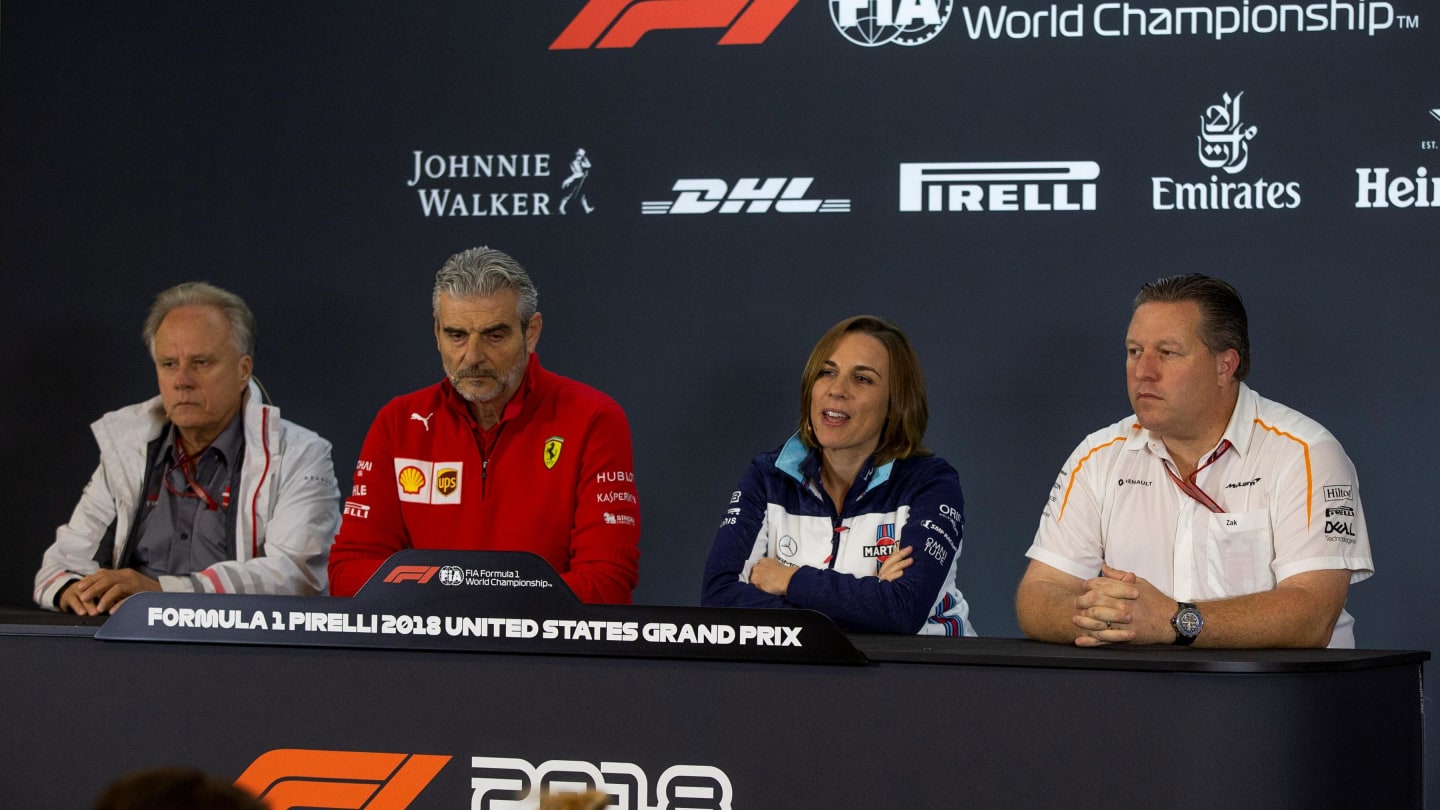 (L to R): Gene Haas, Founder and Chairman, Haas F1 Team, Maurizio Arrivabene, Ferrari Team
