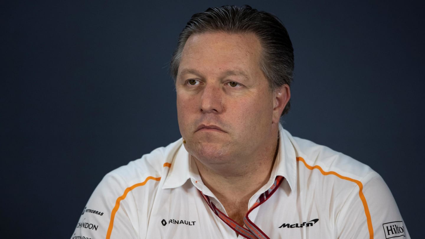 Zak Brown, McLaren Racing CEO in Press Conference at Formula One World Championship, Rd18, United States Grand Prix, Practice, Circuit of the Americas, Austin, Texas, USA, Friday 19 October 2018.