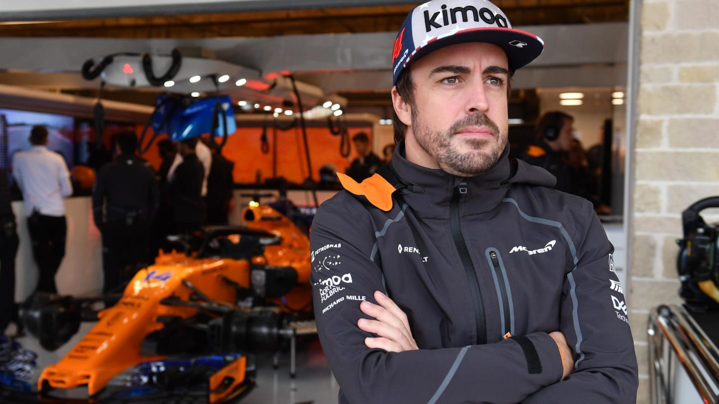 Fernando Alonso, McLaren at Formula One World Championship, Rd18, United States Grand Prix, Practice, Circuit of the Americas, Austin, Texas, USA, Friday 19 October 2018.