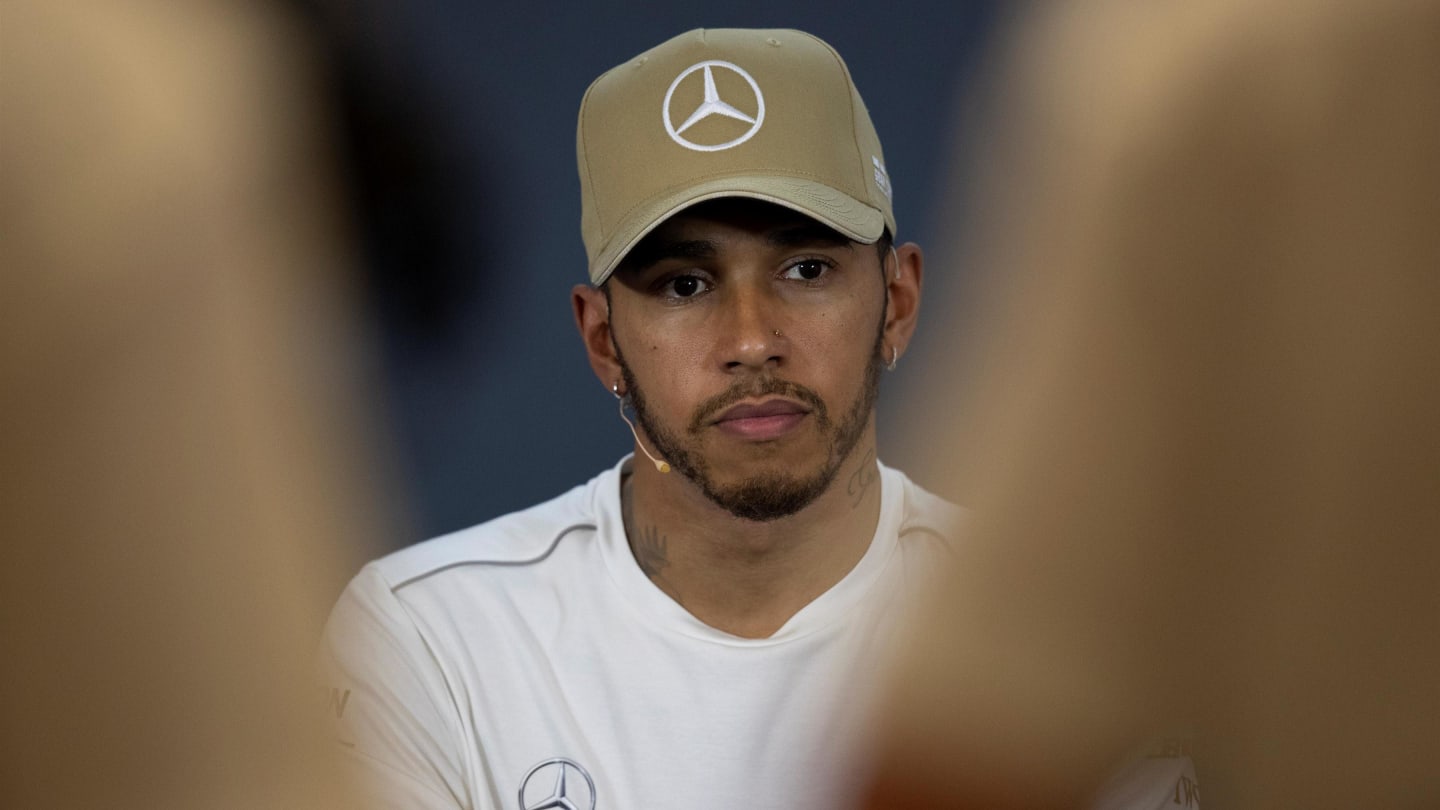 Lewis Hamilton, Mercedes AMG F1 in the press conference at Formula World Championship, Rd18, United States Grand Prix, Qualifying, Circuit of the Americas, Austin, Texas, USA, Saturday 20 October 2018.