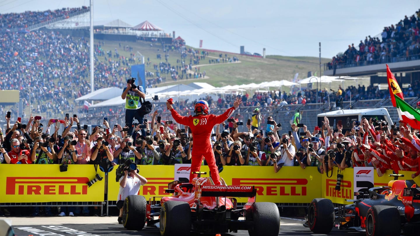 Race winner Kimi Raikkonen, Ferrari SF71H celebrates in Parc Ferme at Formula One World