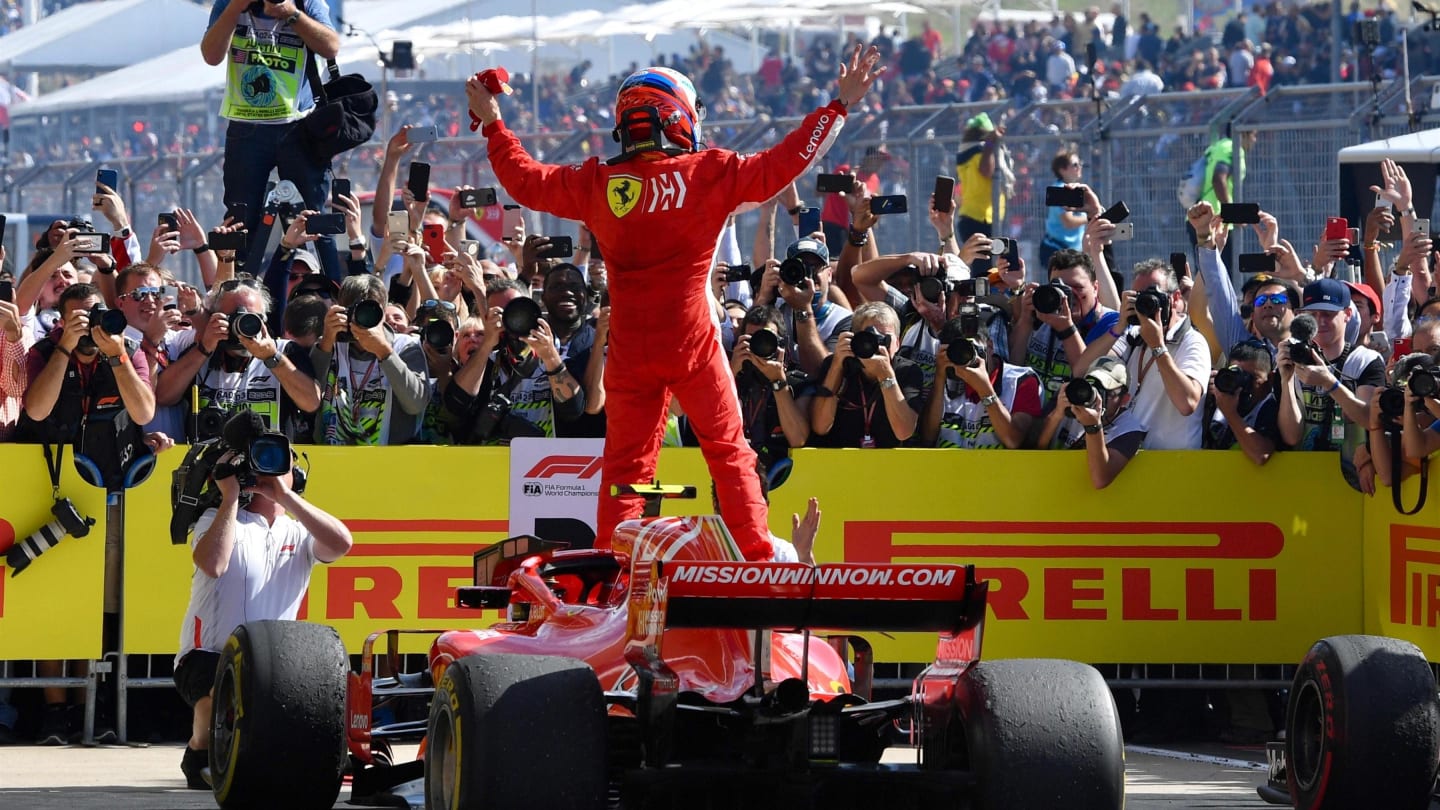 Race winner Kimi Raikkonen, Ferrari SF71H celebrates in Parc Ferme at Formula One World