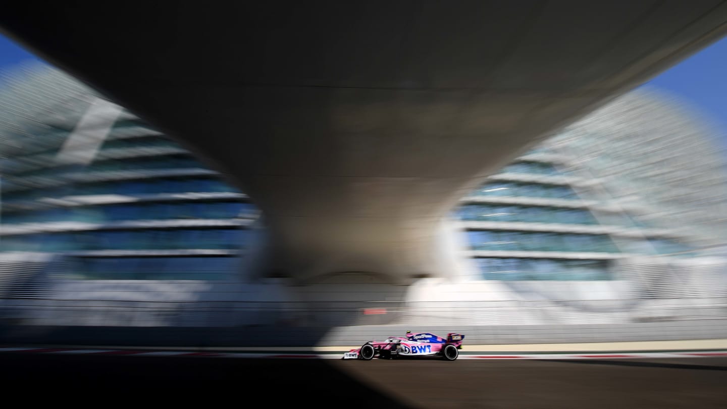 ABU DHABI, UNITED ARAB EMIRATES - NOVEMBER 29: Lance Stroll of Canada driving the (18) Racing Point RP19 Mercedes on track during practice for the F1 Grand Prix of Abu Dhabi at Yas Marina Circuit on November 29, 2019 in Abu Dhabi, United Arab Emirates. (Photo by Clive Mason/Getty Images)