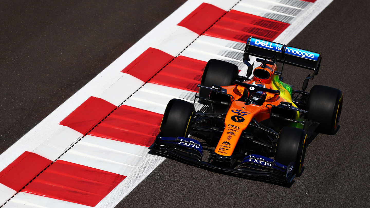ABU DHABI, UNITED ARAB EMIRATES - NOVEMBER 29: Carlos Sainz of Spain driving the (55) McLaren F1 Team MCL34 Renault on track during practice for the F1 Grand Prix of Abu Dhabi at Yas Marina Circuit on November 29, 2019 in Abu Dhabi, United Arab Emirates. (Photo by Dan Istitene/Getty Images)