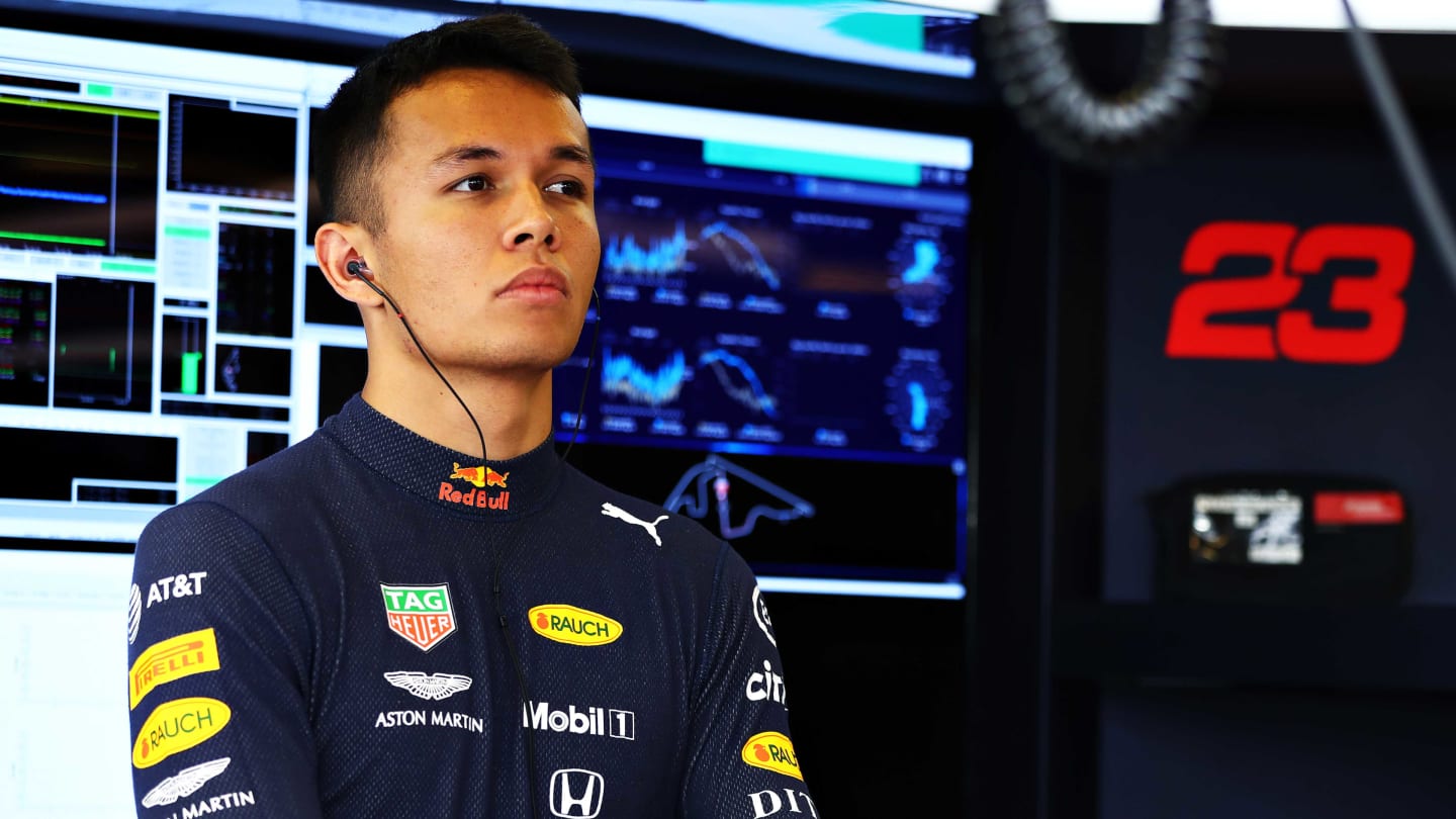 ABU DHABI, UNITED ARAB EMIRATES - NOVEMBER 29: Alexander Albon of Thailand and Red Bull Racing prepares to drive in the garage during practice for the F1 Grand Prix of Abu Dhabi at Yas Marina Circuit on November 29, 2019 in Abu Dhabi, United Arab Emirates. (Photo by Mark Thompson/Getty Images)