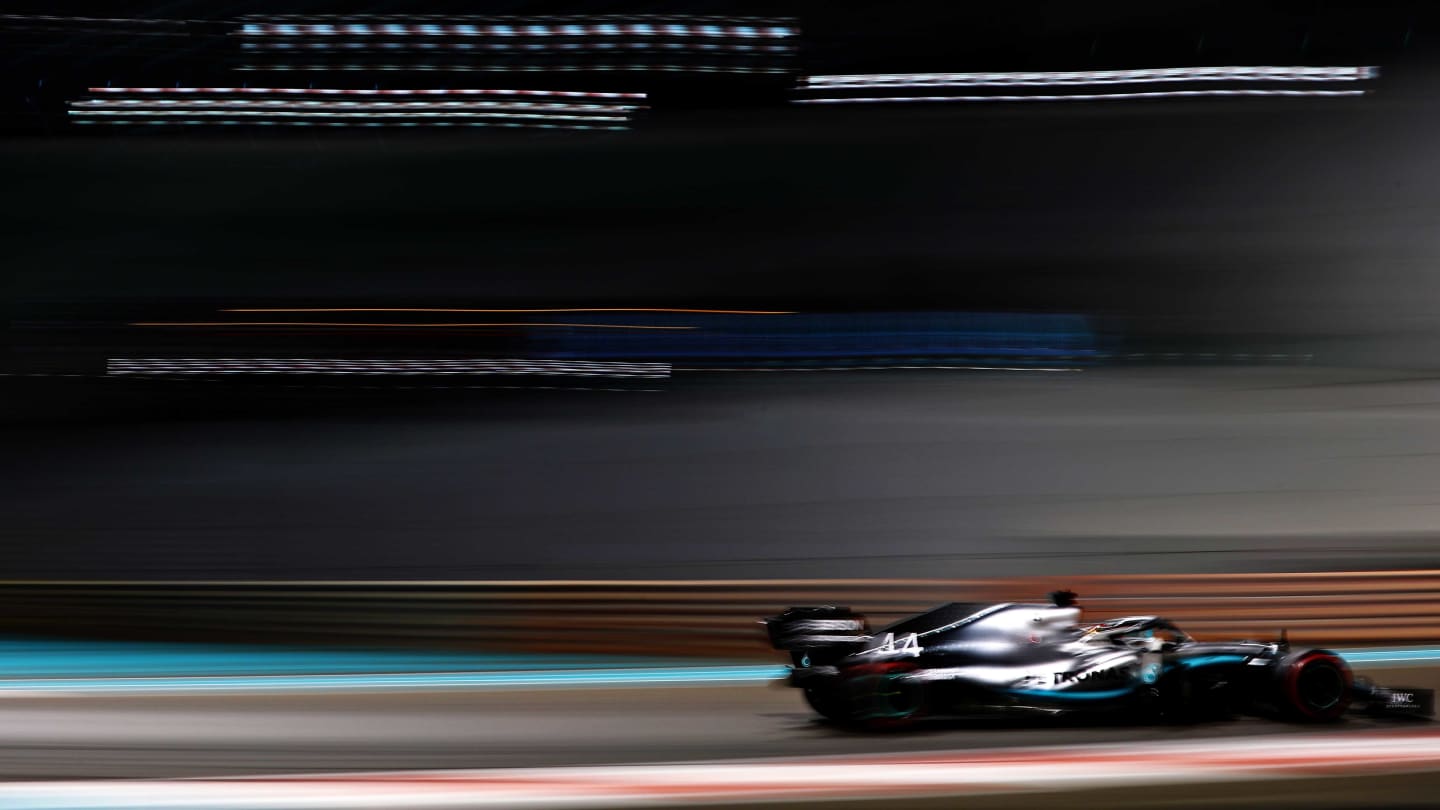 ABU DHABI, UNITED ARAB EMIRATES - NOVEMBER 29: Lewis Hamilton of Great Britain driving the (44)
