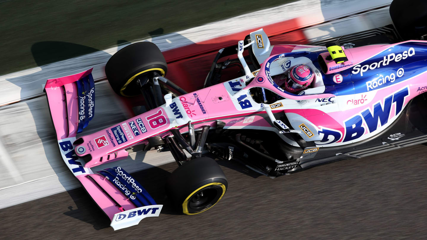 ABU DHABI, UNITED ARAB EMIRATES - NOVEMBER 30: Lance Stroll of Canada driving the (18) Racing Point