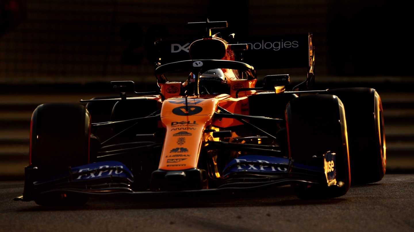 ABU DHABI, UNITED ARAB EMIRATES - NOVEMBER 30: Carlos Sainz of Spain driving the (55) McLaren F1 Team MCL34 Renault on track during qualifying for the F1 Grand Prix of Abu Dhabi at Yas Marina Circuit on November 30, 2019 in Abu Dhabi, United Arab Emirates. (Photo by Clive Mason/Getty Images)