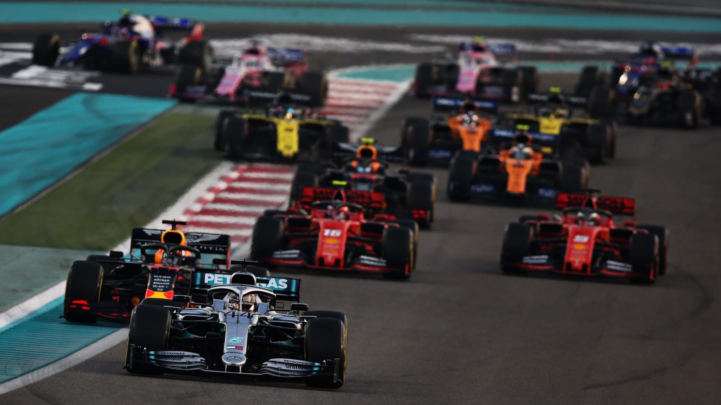 ABU DHABI, UNITED ARAB EMIRATES - DECEMBER 01: Lewis Hamilton of Great Britain driving the (44)
