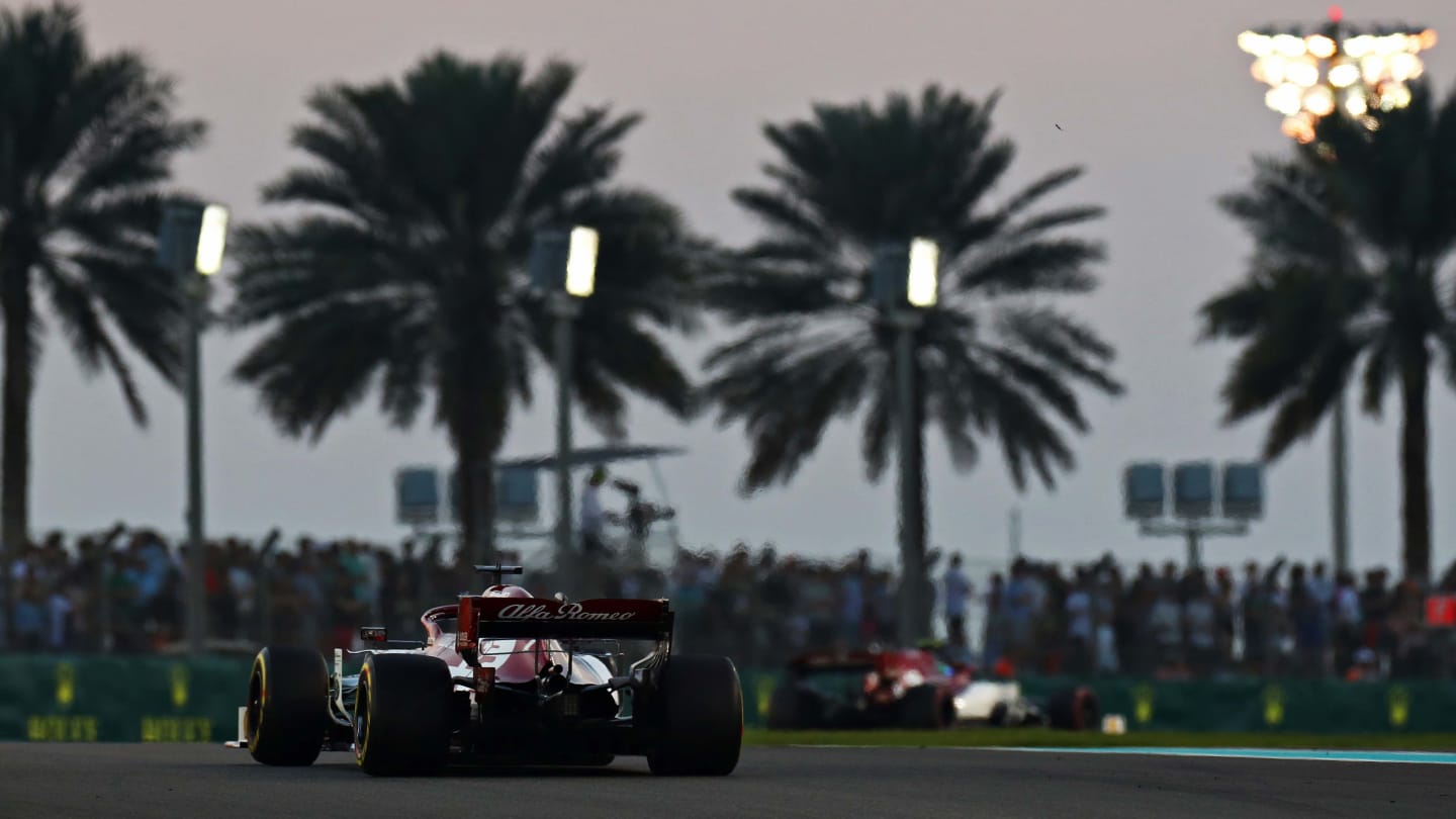 ABU DHABI, UNITED ARAB EMIRATES - DECEMBER 01: Kimi Raikkonen of Finland driving the (7) Alfa Romeo