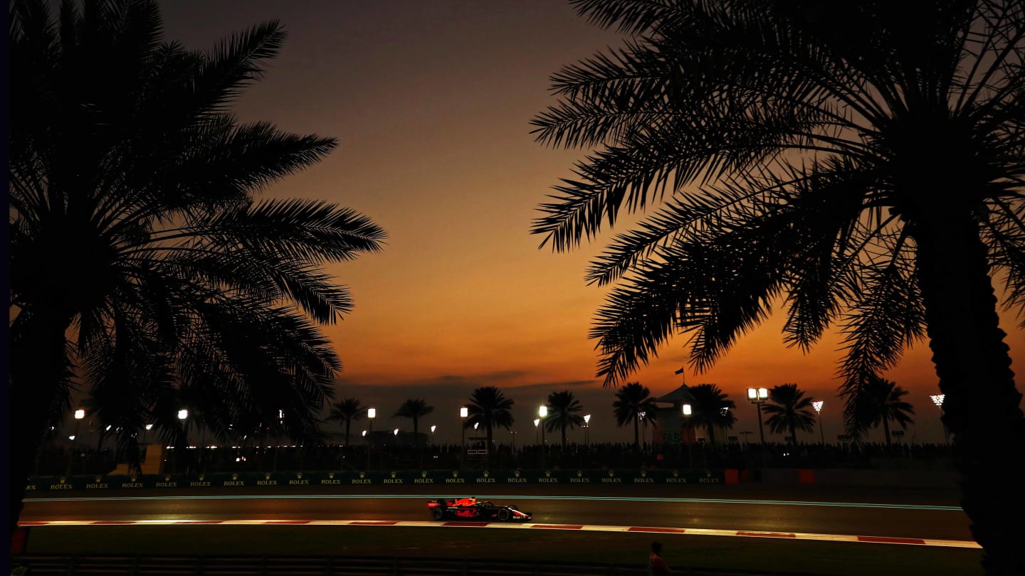 ABU DHABI, UNITED ARAB EMIRATES - DECEMBER 01: Max Verstappen of the Netherlands driving the (33) Aston Martin Red Bull Racing RB15 on track during the F1 Grand Prix of Abu Dhabi at Yas Marina Circuit on December 01, 2019 in Abu Dhabi, United Arab Emirates. (Photo by Mark Thompson/Getty Images)