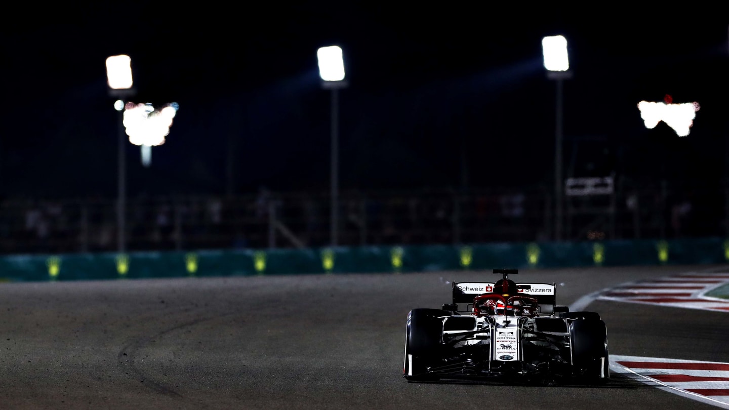 ABU DHABI, UNITED ARAB EMIRATES - DECEMBER 01: Kimi Raikkonen of Finland driving the (7) Alfa Romeo Racing C38 Ferrari on track during the F1 Grand Prix of Abu Dhabi at Yas Marina Circuit on December 01, 2019 in Abu Dhabi, United Arab Emirates. (Photo by Mark Thompson/Getty Images)