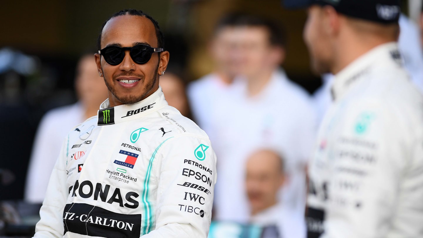 ABU DHABI, UNITED ARAB EMIRATES - NOVEMBER 28: Lewis Hamilton of Great Britain and Mercedes GP is