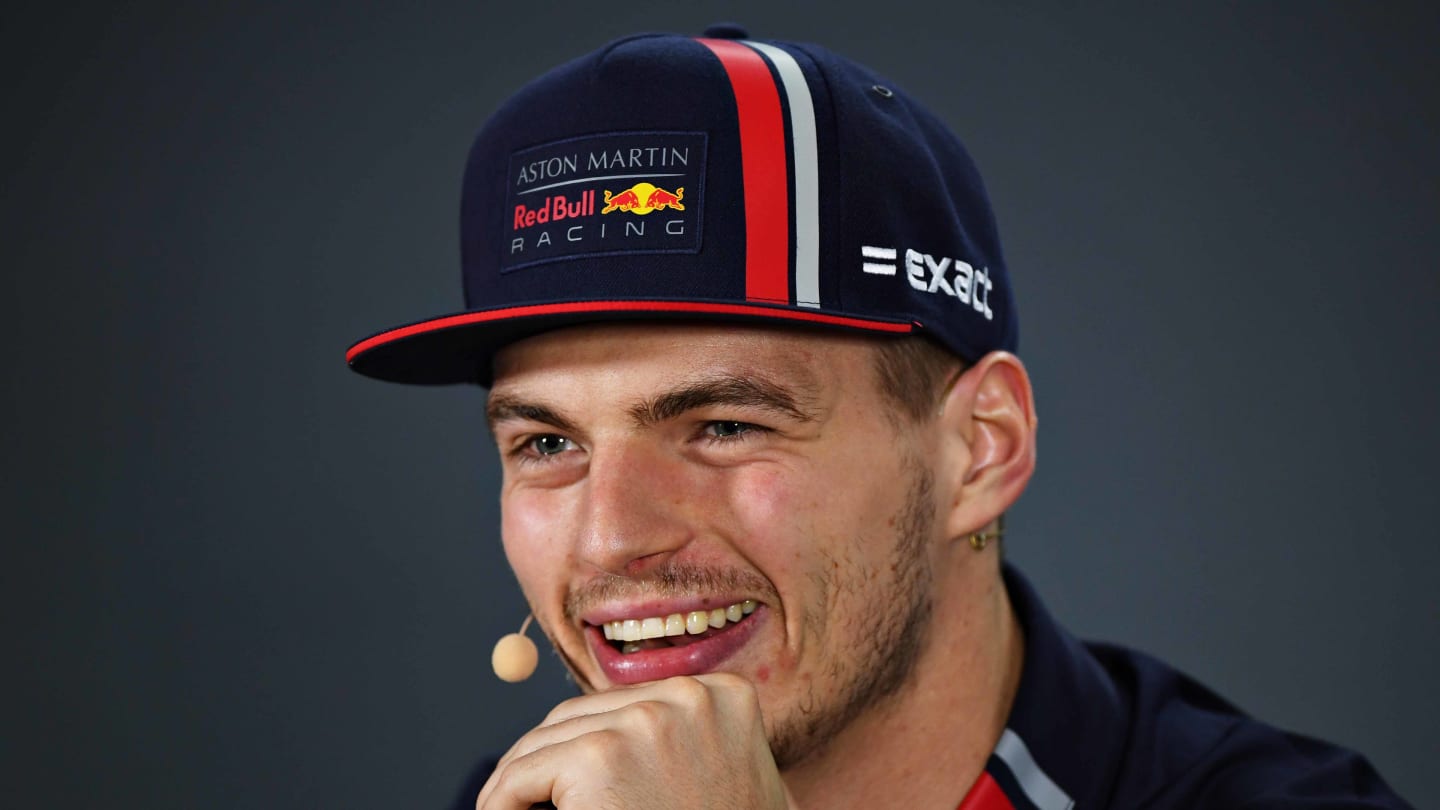 ABU DHABI, UNITED ARAB EMIRATES - NOVEMBER 28: Max Verstappen of Netherlands and Red Bull Racing talks in the Drivers Press Conference during previews ahead of the F1 Grand Prix of Abu Dhabi at Yas Marina Circuit on November 28, 2019 in Abu Dhabi, United Arab Emirates. (Photo by Clive Mason/Getty Images)
