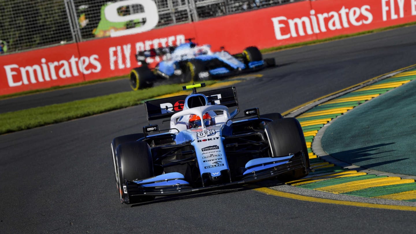 MELBOURNE GRAND PRIX CIRCUIT, AUSTRALIA - MARCH 15: Robert Kubica, Williams FW42, leads George Russell, Williams Racing FW42 during the Australian GP at Melbourne Grand Prix Circuit on March 15, 2019 in Melbourne Grand Prix Circuit, Australia. (Photo by Jerry Andre / Sutton Images)