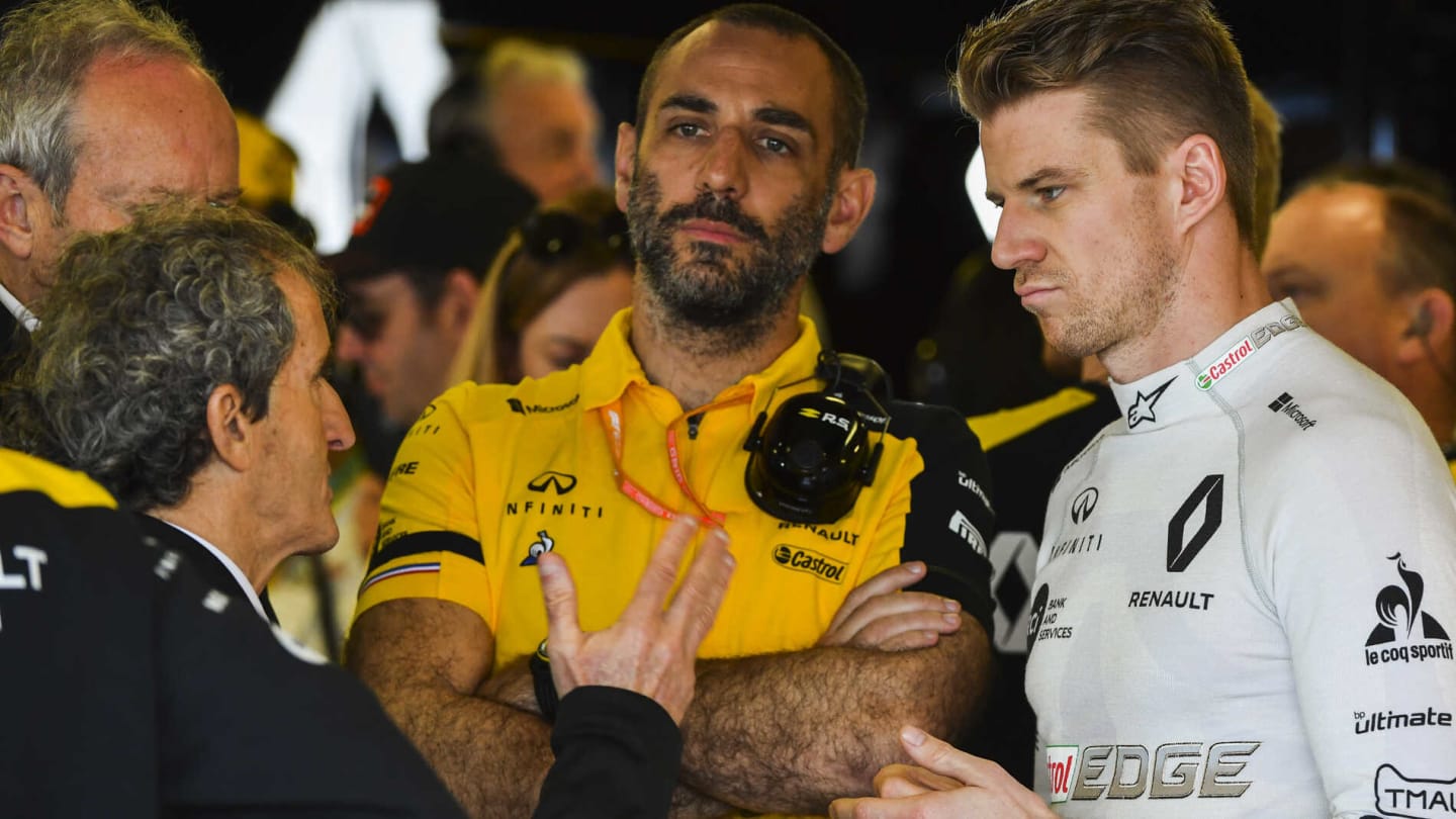 MELBOURNE GRAND PRIX CIRCUIT, AUSTRALIA - MARCH 16: Alain Prost with Cyril Abiteboul, Managing