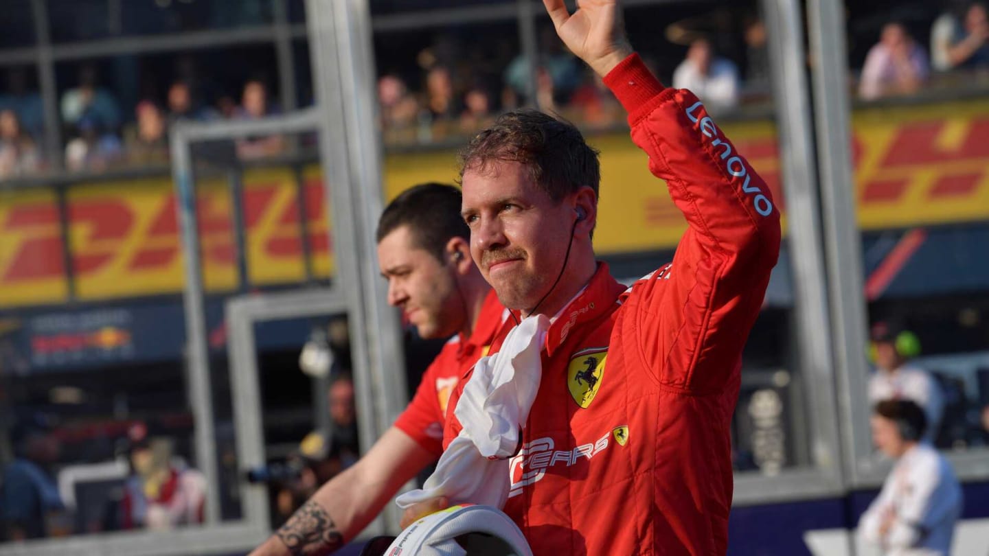 MELBOURNE GRAND PRIX CIRCUIT, AUSTRALIA - MARCH 16: Sebastian Vettel, Ferrari, after qualifying