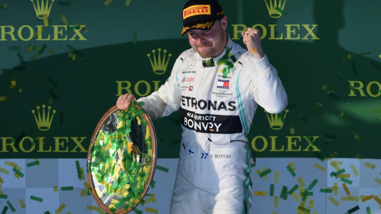 MELBOURNE GRAND PRIX CIRCUIT, AUSTRALIA - MARCH 17: Valtteri Bottas, Mercedes AMG F1, 1st position,