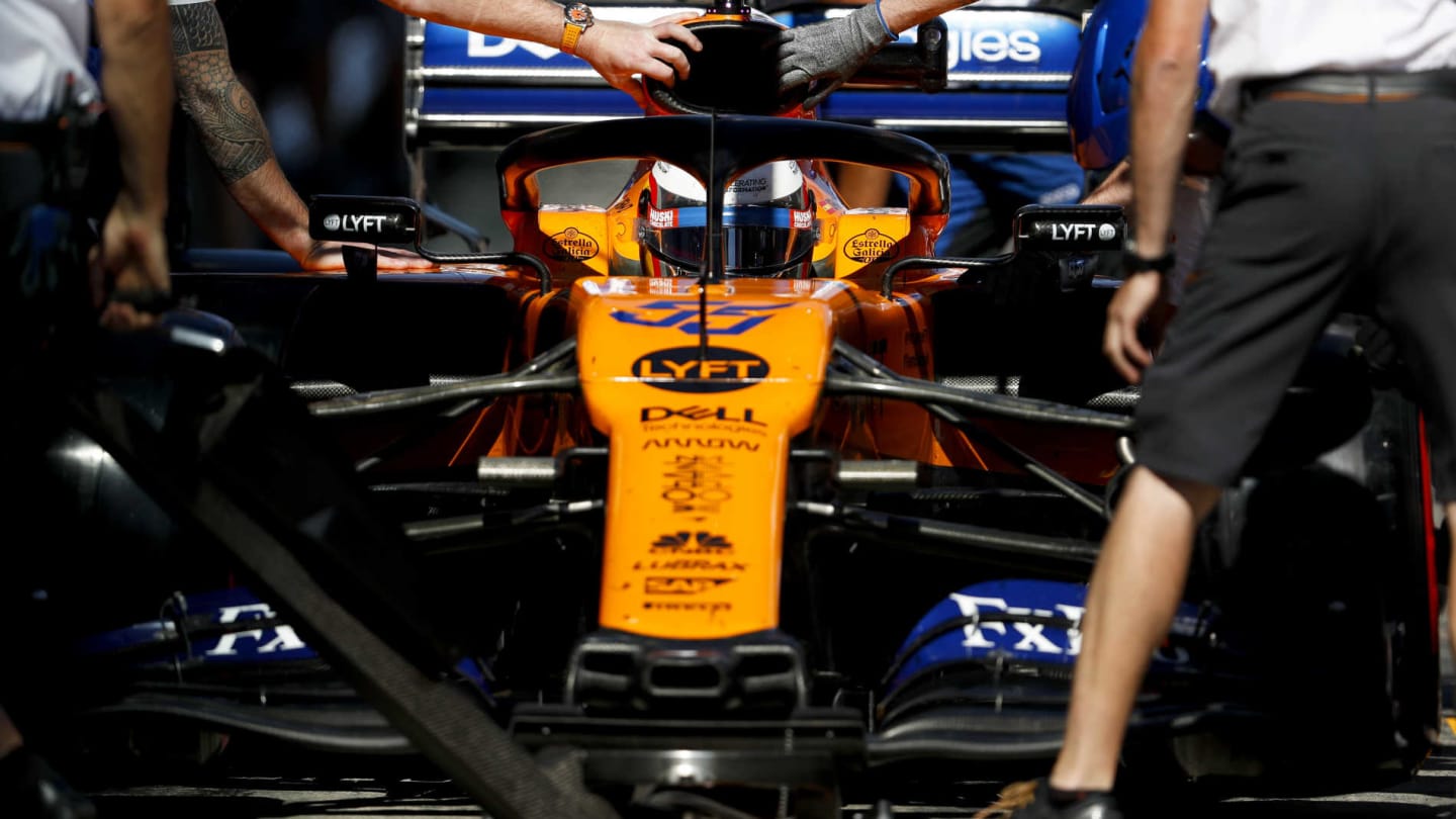 RED BULL RING, AUSTRIA - JUNE 28: Carlos Sainz Jr., McLaren MCL34, in the pits during practice