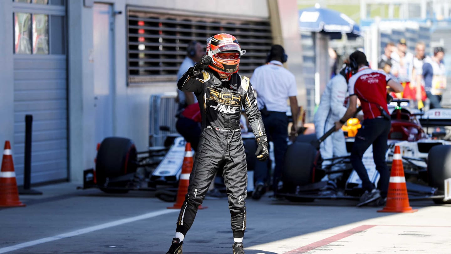 RED BULL RING, AUSTRIA - JUNE 29: Kevin Magnussen, Haas F1 celebrates in Parc Ferme during the Austrian GP at Red Bull Ring on June 29, 2019 in Red Bull Ring, Austria. (Photo by Glenn Dunbar / LAT Images)