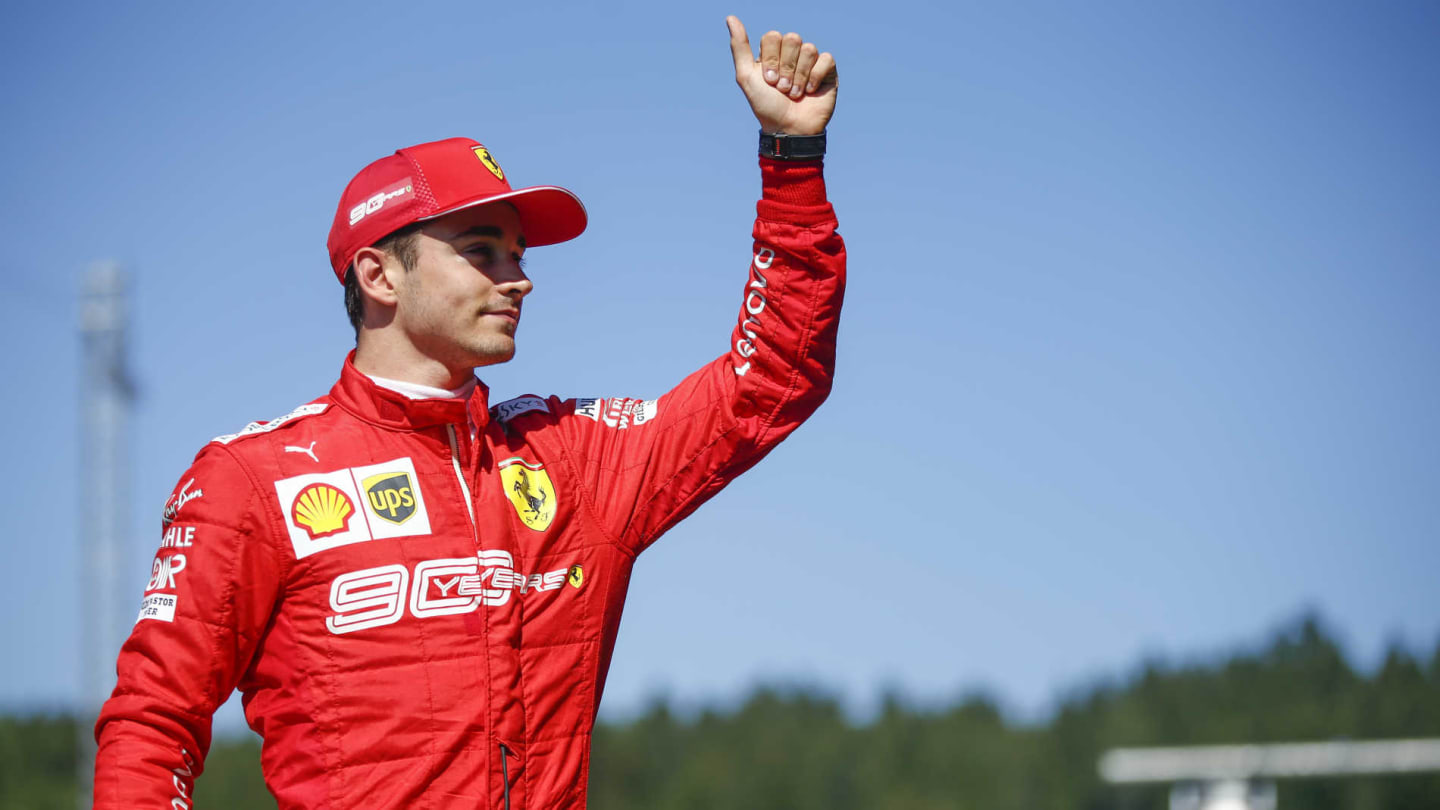 RED BULL RING, AUSTRIA - JUNE 29: Pole man Charles Leclerc, Ferrari, celebrates during the Austrian GP at Red Bull Ring on June 29, 2019 in Red Bull Ring, Austria. (Photo by Andy Hone / LAT Images)