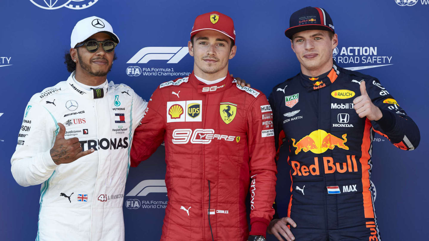 RED BULL RING, AUSTRIA - JUNE 29: Top three Qualifiers Lewis Hamilton, Mercedes AMG F1, pole man