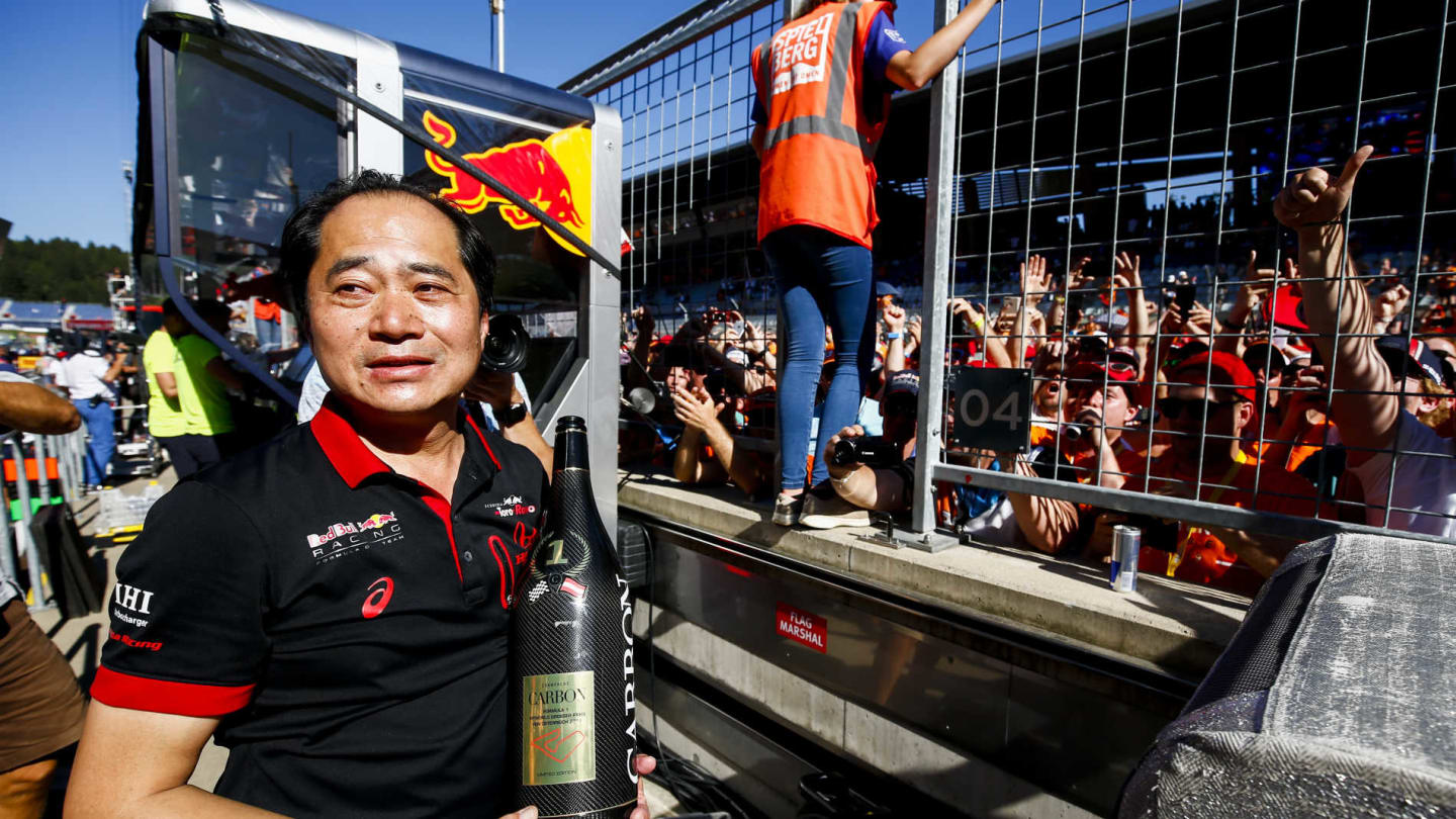 RED BULL RING, AUSTRIA - JUNE 30: Toyoharu Tanabe, F1 Technical Director, Honda, celebrates victory