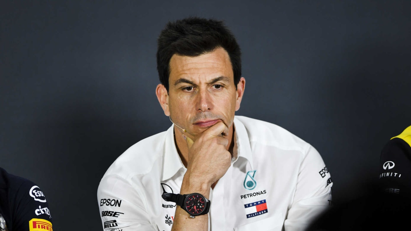 BAKU CITY CIRCUIT, AZERBAIJAN - APRIL 26: Toto Wolff, Executive Director (Business), Mercedes AMG In the Press Conference during the Azerbaijan GP at Baku City Circuit on April 26, 2019 in Baku City Circuit, Azerbaijan. (Photo by Simon Galloway / Sutton Images)