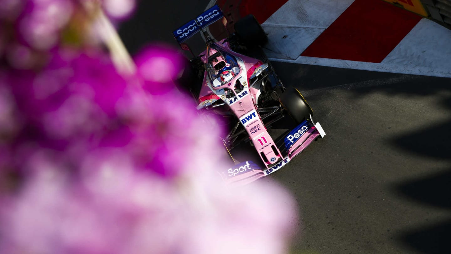 BAKU CITY CIRCUIT, AZERBAIJAN - APRIL 26: Sergio Perez, Racing Point RP19 during the Azerbaijan GP