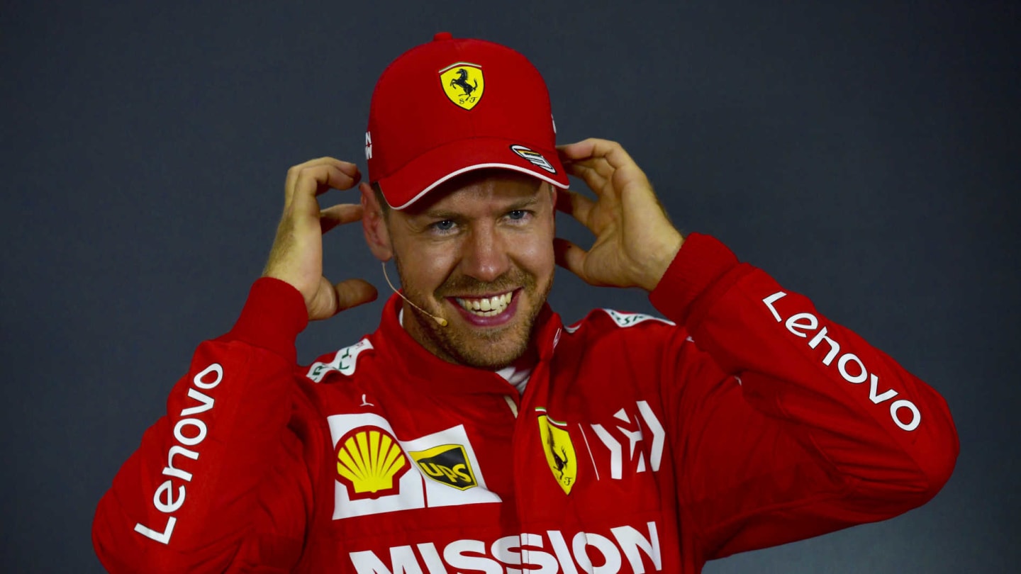 BAKU CITY CIRCUIT, AZERBAIJAN - APRIL 27: Sebastian Vettel, Ferrari, in the post Qualifying Press