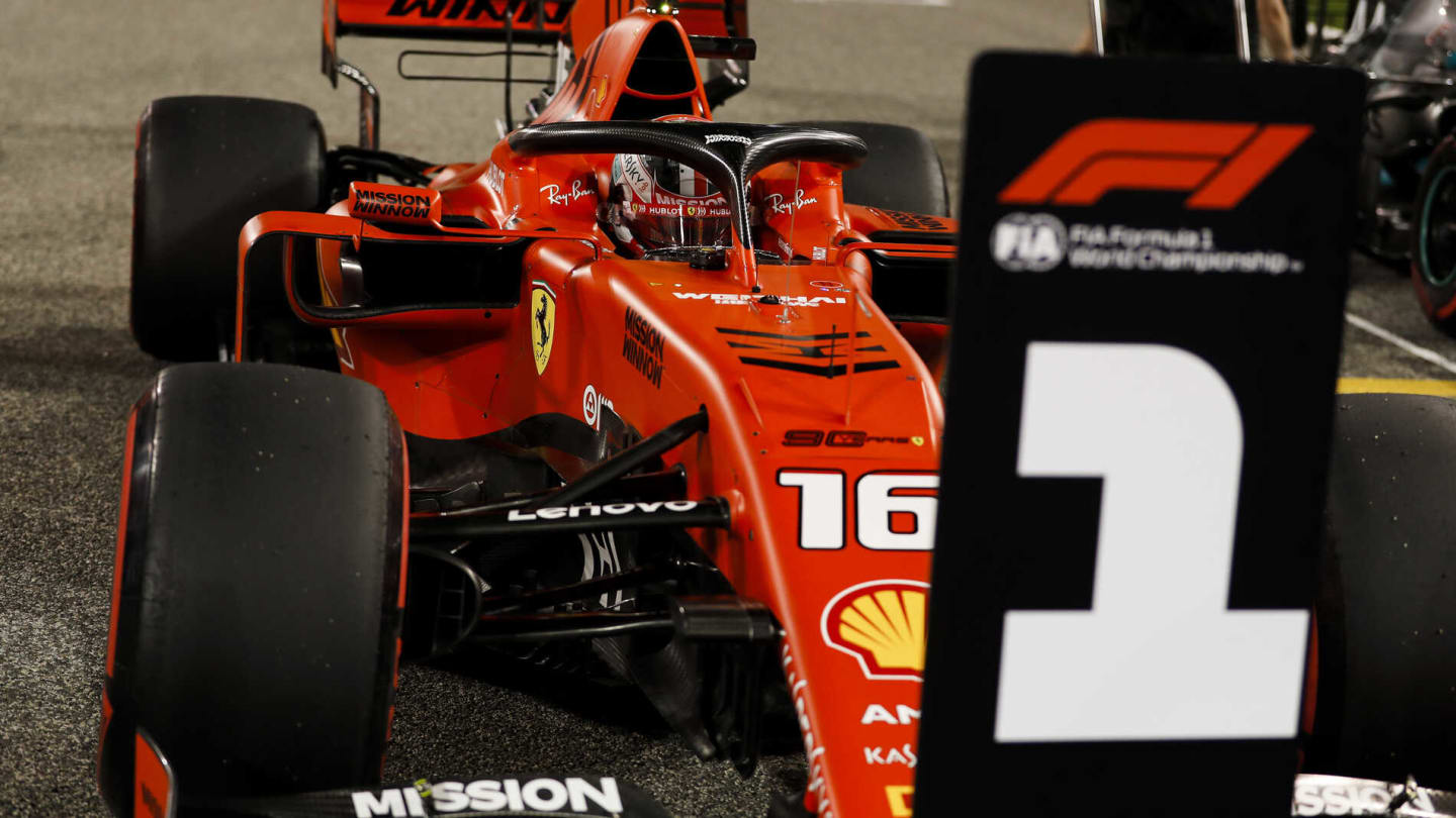 BAHRAIN INTERNATIONAL CIRCUIT, BAHRAIN - MARCH 30: Charles Leclerc, Ferrari SF90 celebrates in Parc