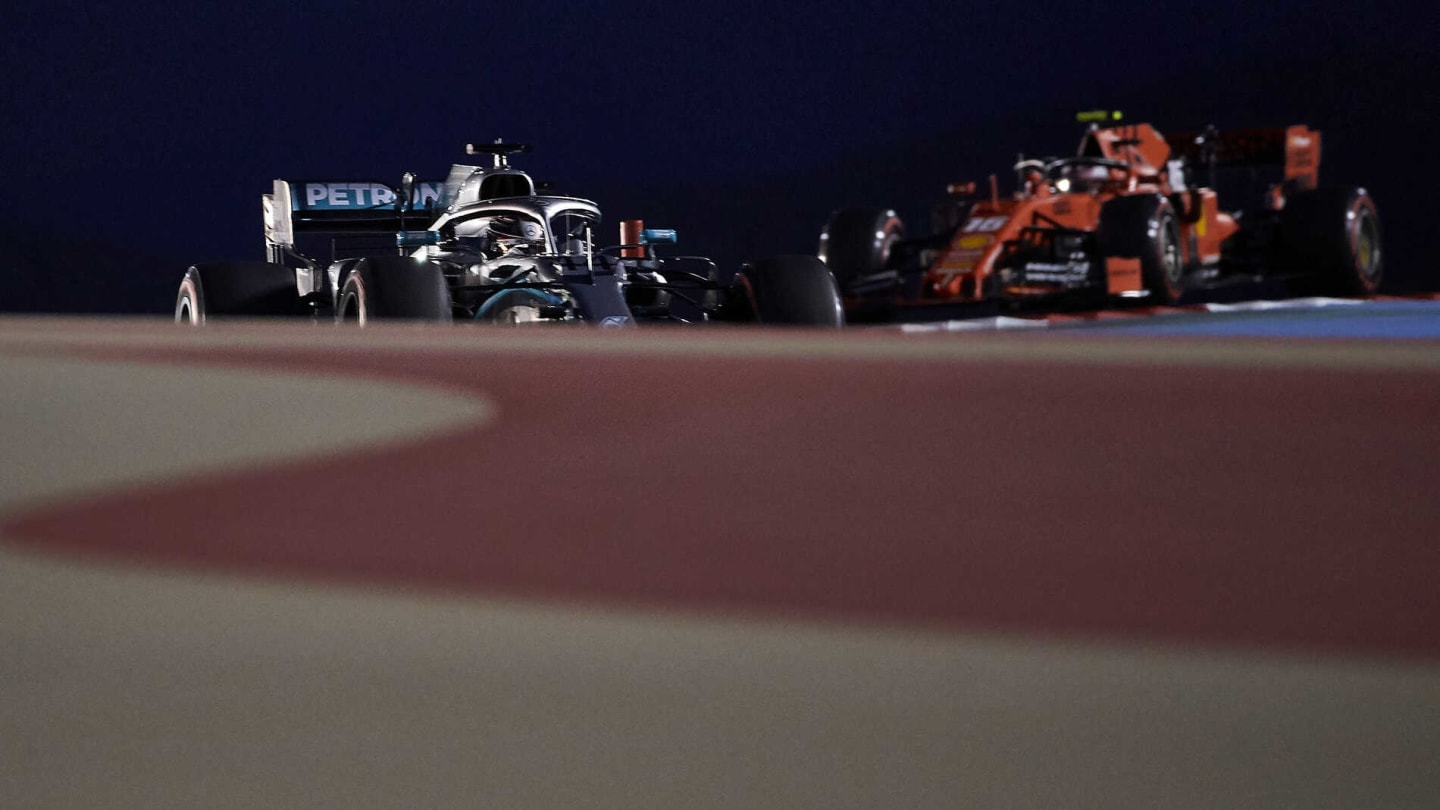 BAHRAIN INTERNATIONAL CIRCUIT, BAHRAIN - MARCH 30: Lewis Hamilton, Mercedes AMG F1 W10, leads