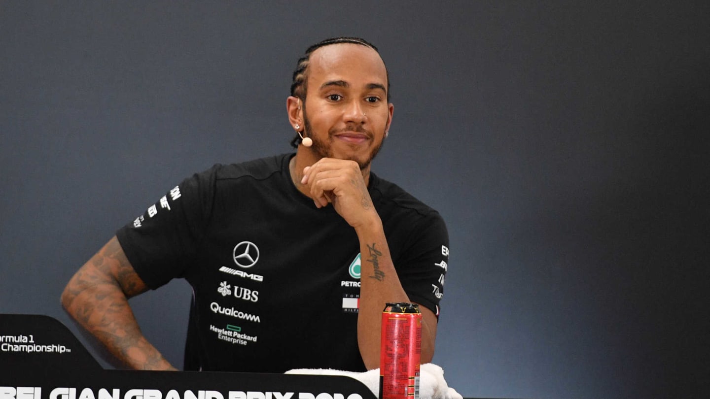 SPA-FRANCORCHAMPS, BELGIUM - AUGUST 31: Lewis Hamilton, Mercedes AMG F1, in the Press Conference during the Belgian GP at Spa-Francorchamps on August 31, 2019 in Spa-Francorchamps, Belgium. (Photo by Simon Galloway / Sutton Images)