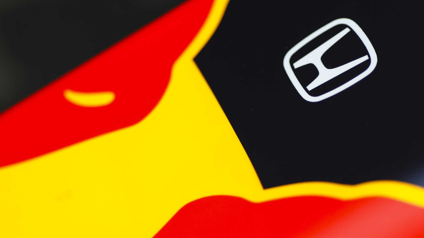 SPA-FRANCORCHAMPS, BELGIUM - AUGUST 29: A Honda logo on a Red Bull during the Belgian GP at