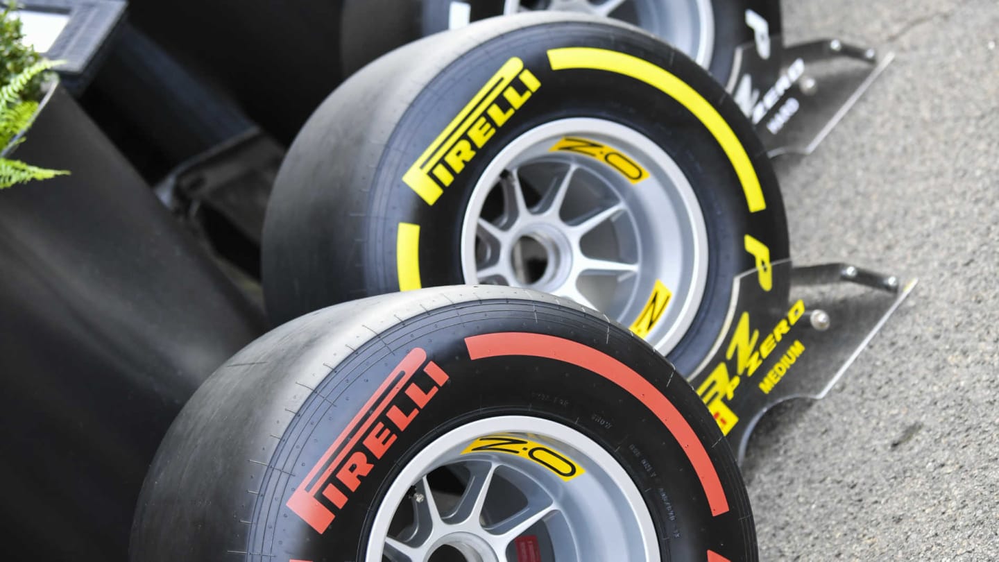 SPA-FRANCORCHAMPS, BELGIUM - AUGUST 29: Pirelli tyres during the Belgian GP at Spa-Francorchamps on