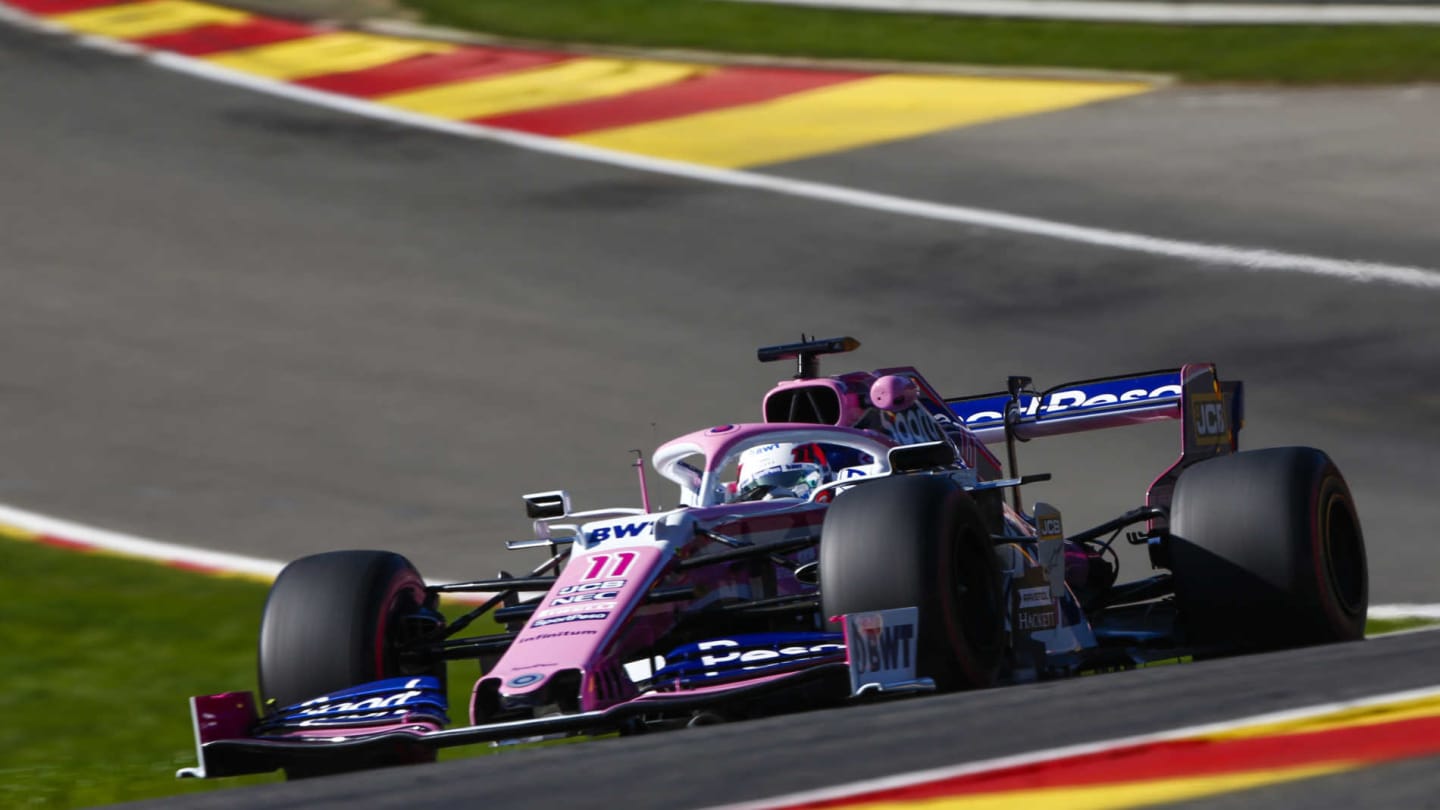 SPA-FRANCORCHAMPS, BELGIUM - AUGUST 30: Sergio Perez, Racing Point RP19 during the Belgian GP at