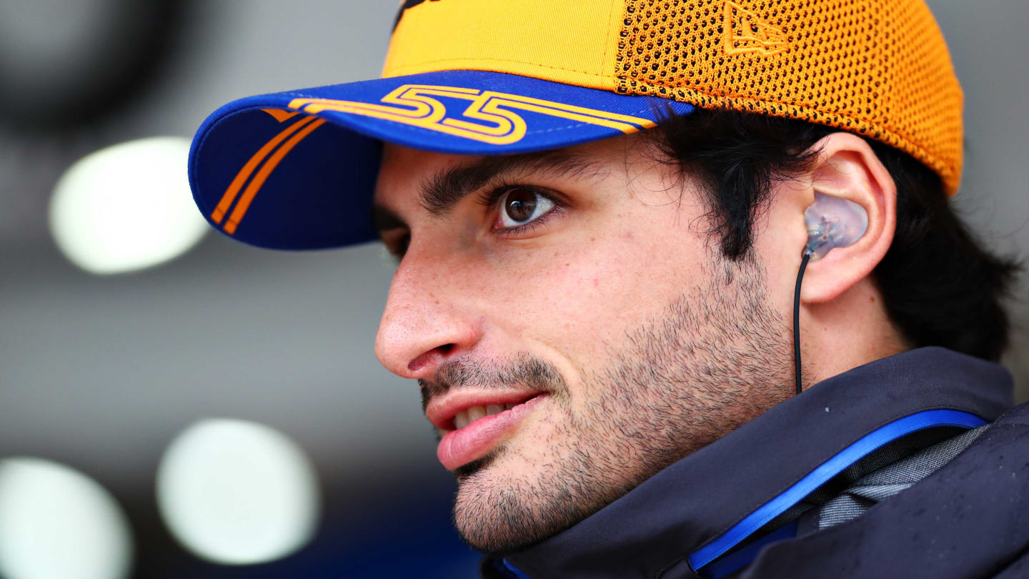 SAO PAULO, BRAZIL - NOVEMBER 15: Carlos Sainz of Spain and McLaren F1 looks on from his garage