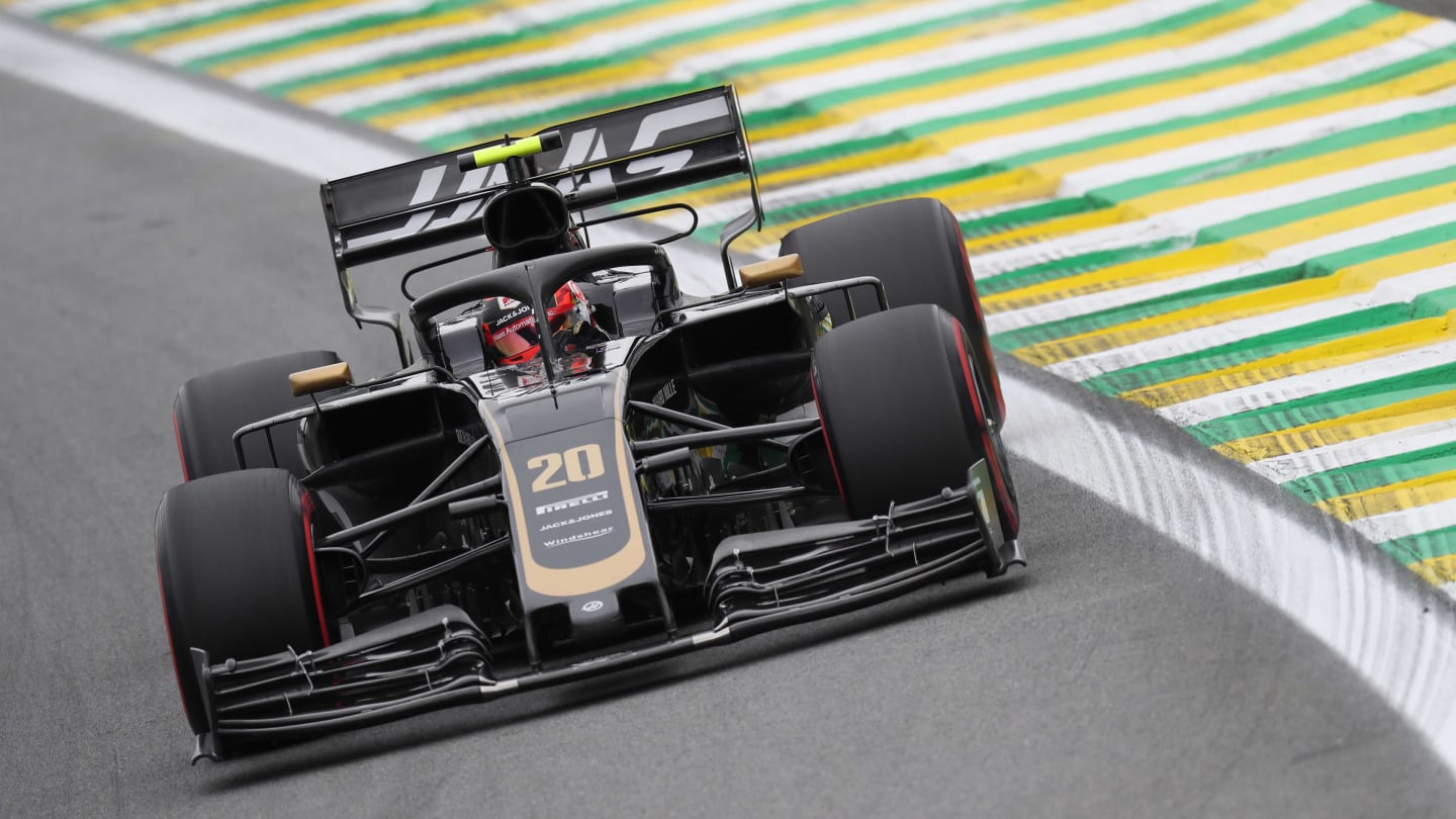 SAO PAULO, BRAZIL - NOVEMBER 15: Kevin Magnussen of Denmark driving the (20) Haas F1 Team VF-19