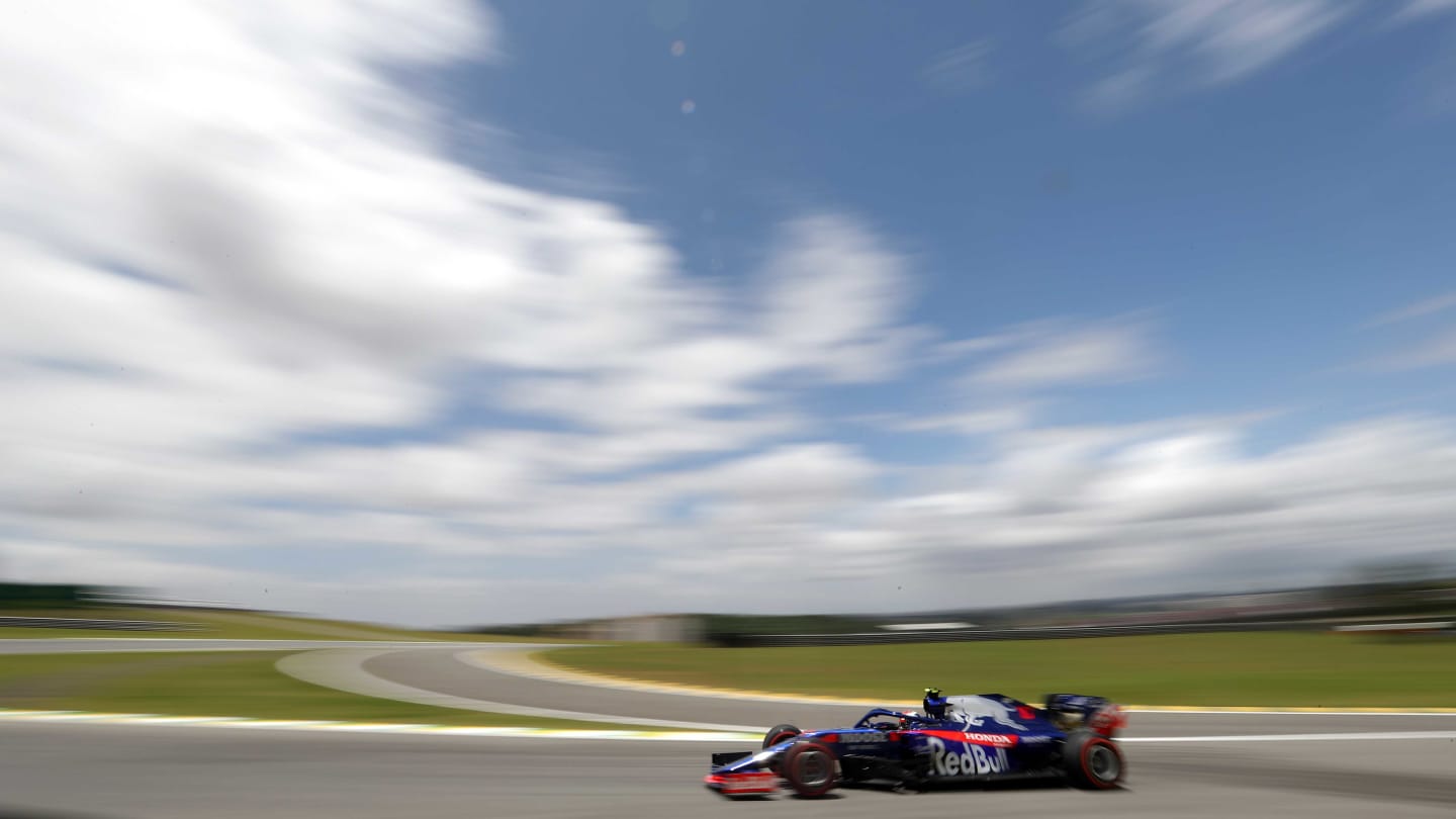 SAO PAULO, BRAZIL - NOVEMBER 16: Pierre Gasly of France driving the (10) Scuderia Toro Rosso STR14 Honda on track during final practice for the F1 Grand Prix of Brazil at Autodromo Jose Carlos Pace on November 16, 2019 in Sao Paulo, Brazil. (Photo by Robert Cianflone/Getty Images)