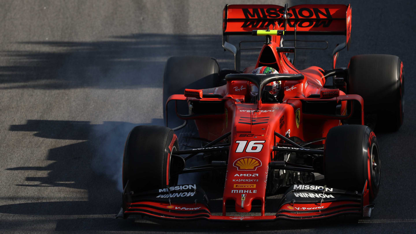 SAO PAULO, BRAZIL - NOVEMBER 16: Charles Leclerc of Monaco driving the (16) Scuderia Ferrari SF90