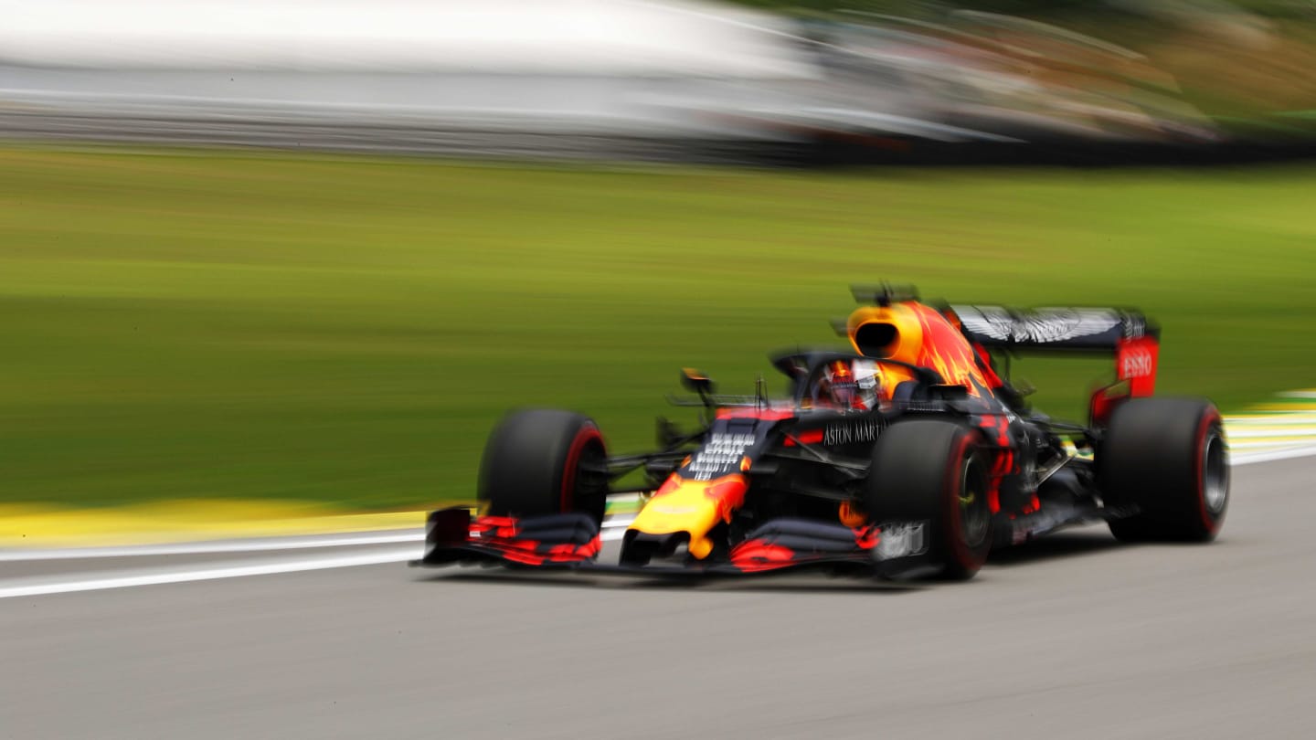 SAO PAULO, BRAZIL - NOVEMBER 16: Max Verstappen of the Netherlands driving the (33) Aston Martin