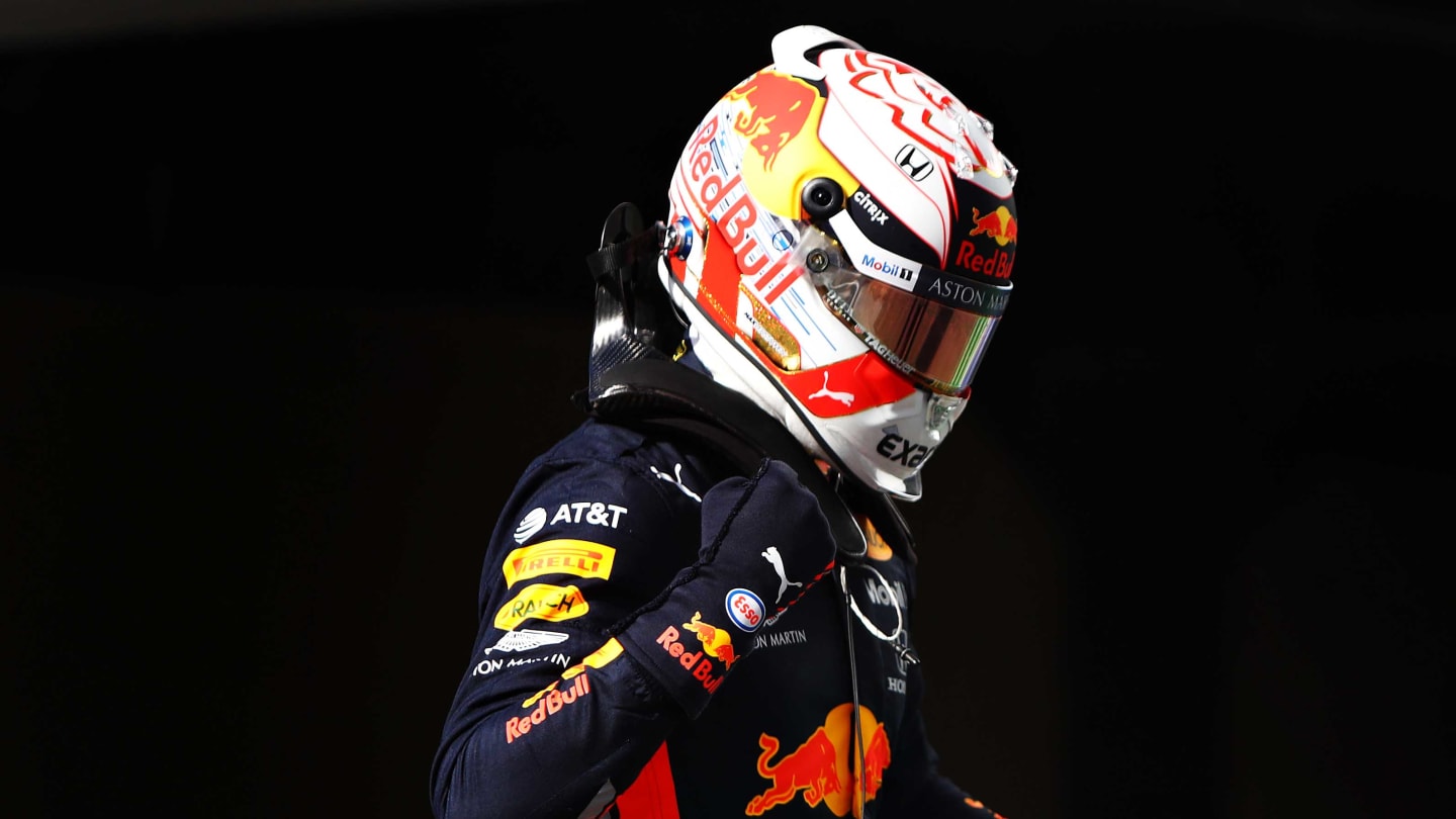 SAO PAULO, BRAZIL - NOVEMBER 16: Pole position qualifier Max Verstappen of Netherlands and Red Bull Racing celebrates in parc ferme during qualifying for the F1 Grand Prix of Brazil at Autodromo Jose Carlos Pace on November 16, 2019 in Sao Paulo, Brazil. (Photo by Mark Thompson/Getty Images)