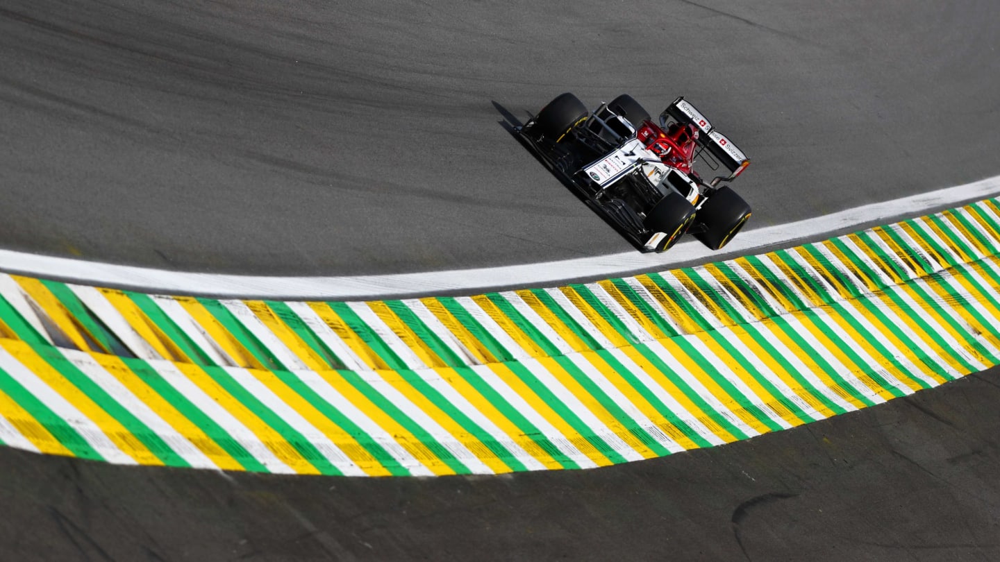 SAO PAULO, BRAZIL - NOVEMBER 17: Kimi Raikkonen of Finland driving the (7) Alfa Romeo Racing C38 Ferrari on track during the F1 Grand Prix of Brazil at Autodromo Jose Carlos Pace on November 17, 2019 in Sao Paulo, Brazil. (Photo by Dan Istitene/Getty Images)