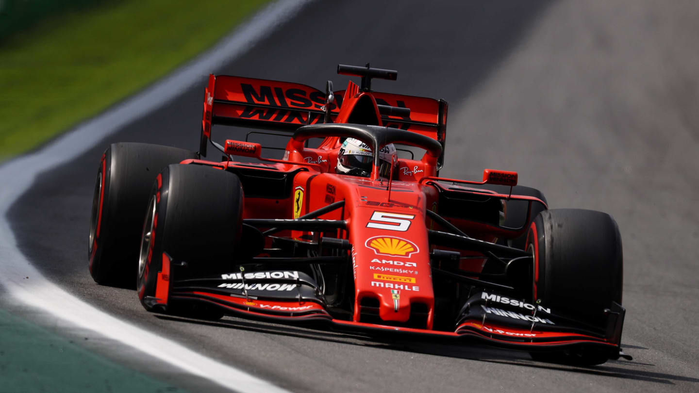 SAO PAULO, BRAZIL - NOVEMBER 17: Sebastian Vettel of Germany driving the (5) Scuderia Ferrari SF90