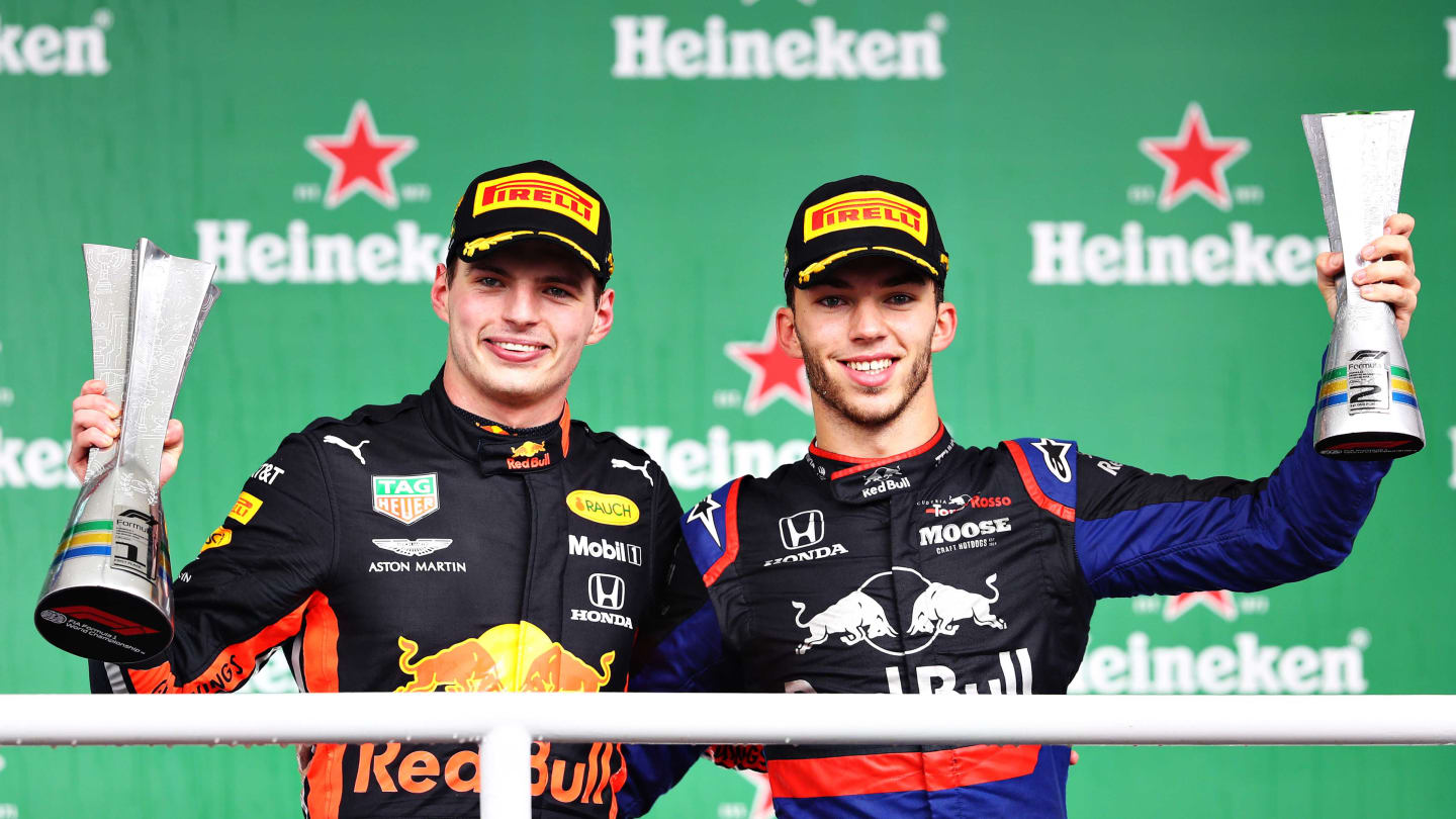 SAO PAULO, BRAZIL - NOVEMBER 17: Race winner Max Verstappen of Netherlands and Red Bull Racing and