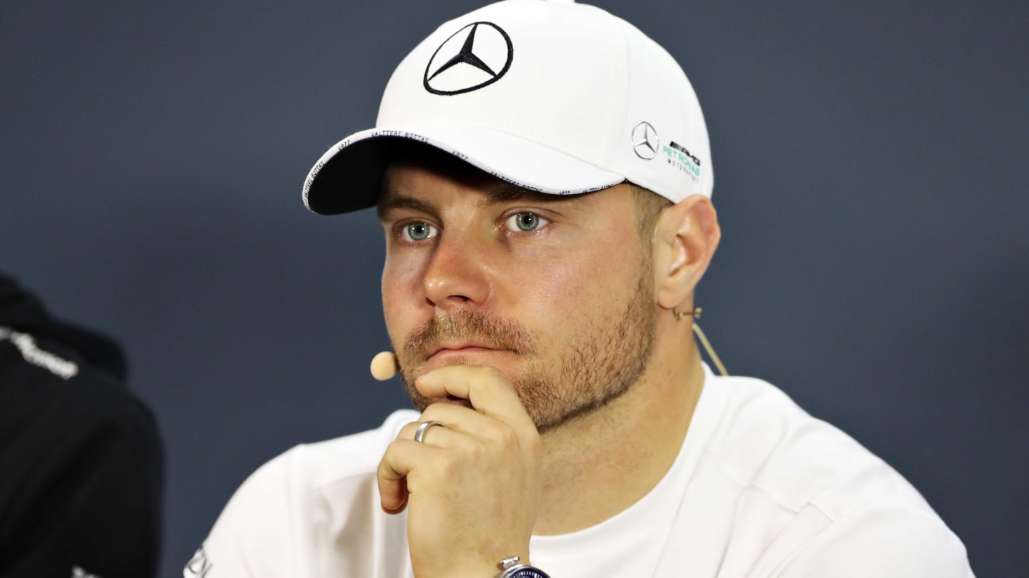 SAO PAULO, BRAZIL - NOVEMBER 14: Valtteri Bottas of Finland and Mercedes GP looks on in the Drivers Press Conference during previews ahead of the F1 Grand Prix of Brazil at Autodromo Jose Carlos Pace on November 14, 2019 in Sao Paulo, Brazil. (Photo by Robert Cianflone/Getty Images)