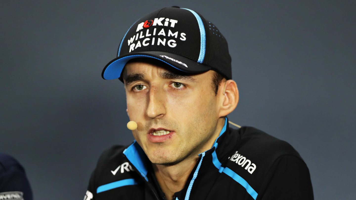 SAO PAULO, BRAZIL - NOVEMBER 14: Robert Kubica of Poland and Williams talks in the Drivers Press Conference during previews ahead of the F1 Grand Prix of Brazil at Autodromo Jose Carlos Pace on November 14, 2019 in Sao Paulo, Brazil. (Photo by Robert Cianflone/Getty Images)