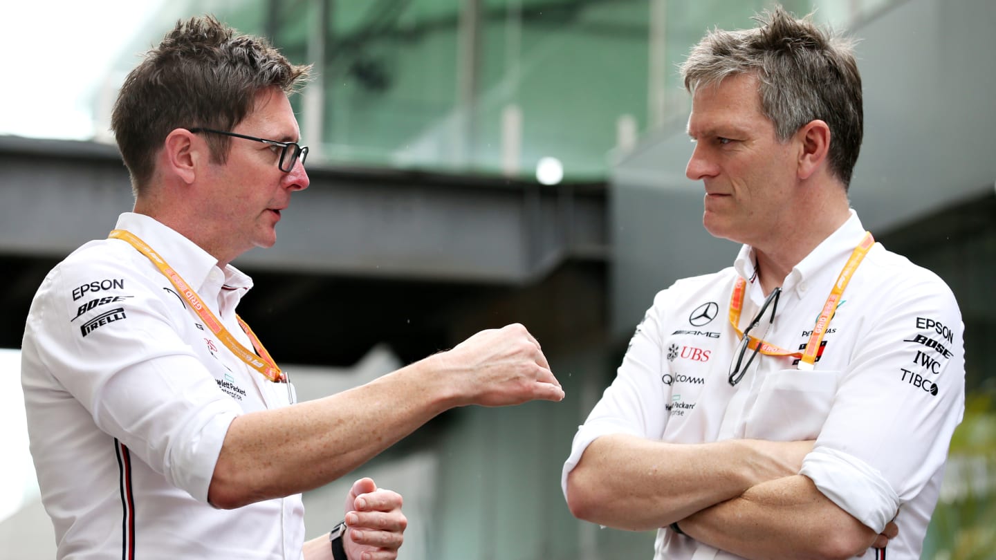 SAO PAULO, BRAZIL - NOVEMBER 14: James Allison, Technical Director at Mercedes GP talks with